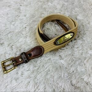 Jordache Woven Belt Leather Brown, Brass Small